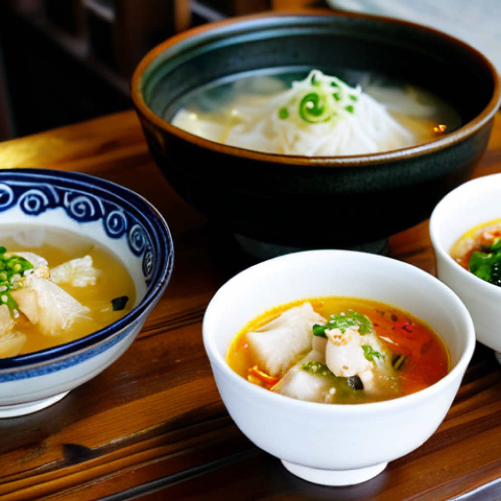 한식 맛집 지역별 추천 - **Image Prompt 1: Busan's Comforting Daegu-tang**
A close-up shot inside a small, unassuming, fa...