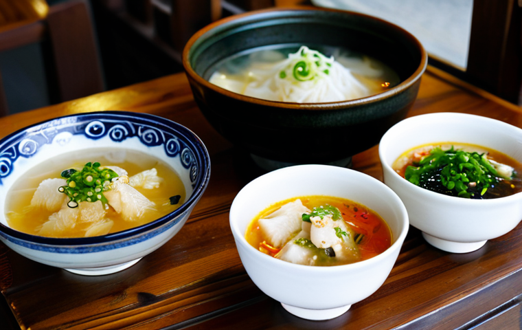 한식 맛집 지역별 추천 - **Image Prompt 1: Busan's Comforting Daegu-tang**
A close-up shot inside a small, unassuming, fa...