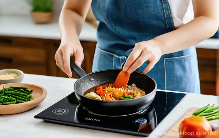 한식의 세계화 성공 사례 - **Hallyu Wave & Culinary Ripple Effect - Friends Dining:**
    "A vibrant, eye-level photograph of a...