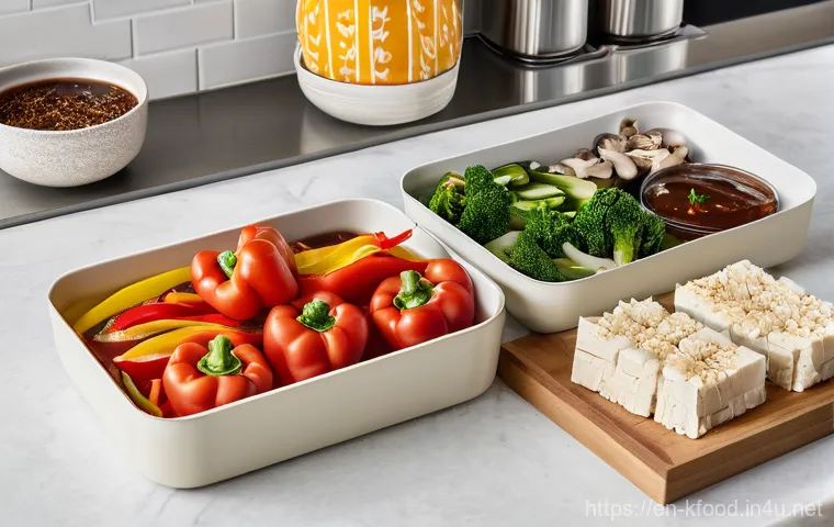 한식 채식 밀키트 - Image Prompt 1: The Unveiling of Fresh, Plant-Based Korean Ingredients**