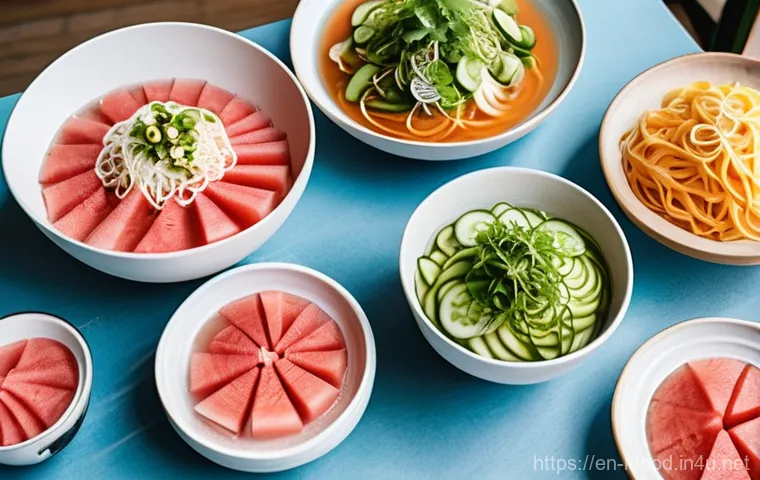 한식 식재료의 계절성 - **Spring's Vibrant Market Awakening**
    A bustling and colorful Korean traditional market scene in...